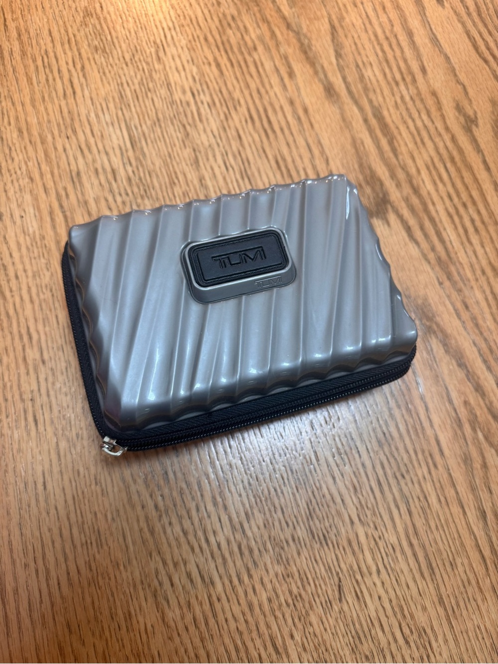 Tumi Ribbed Hard-Shell Zip Case in Metallic Gray and Black